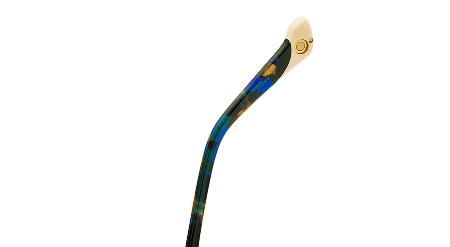 Das Bild zeigt die Korrektionsbrille BAYONA HVBL  von der Marke Etnia Barcelona in  Schwarz -Blau gemustert.